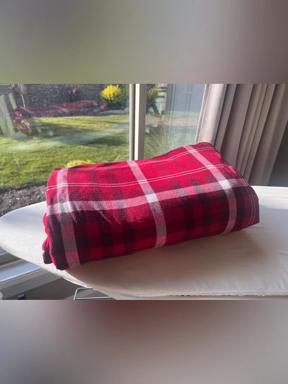 Martha Stewart Collection Full/Queen Red White Plaid Duvet Cover Reversible